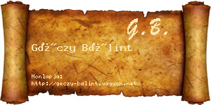 Géczy Bálint névjegykártya